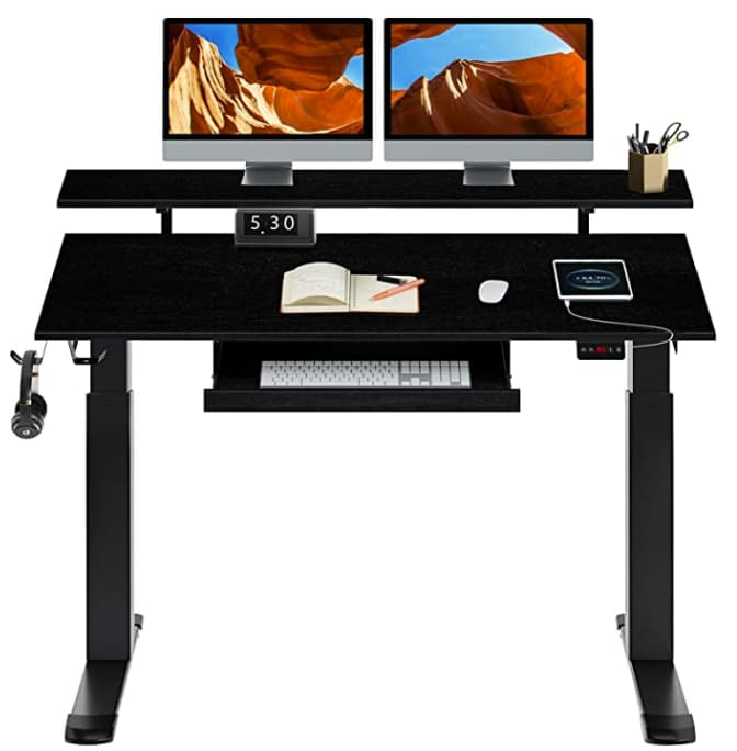 Rolanstar Adjustable Height Desk with Keyboard Tray