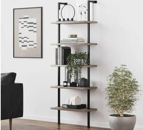 Nathan James Theo 5-Shelf Wood Modern Bookcase