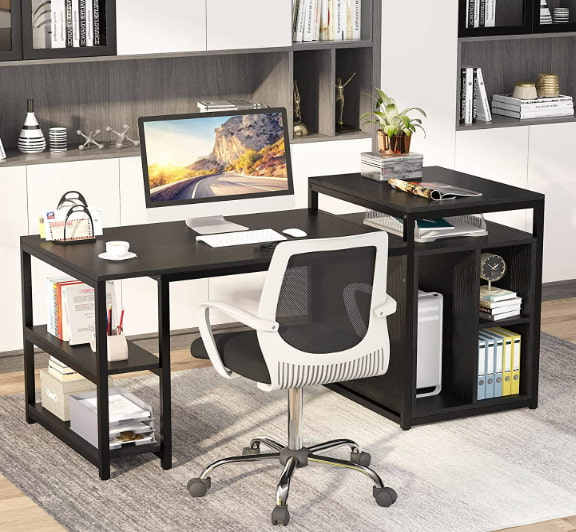 Tribesigns Extra Large Computer Desk with Storage Shelf
