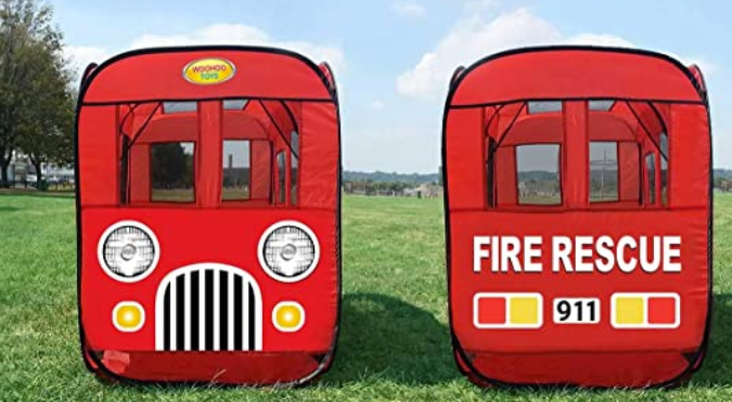 WOOHOO TOYS Big Fire Truck Tent Spacious Playhouse for Kids
